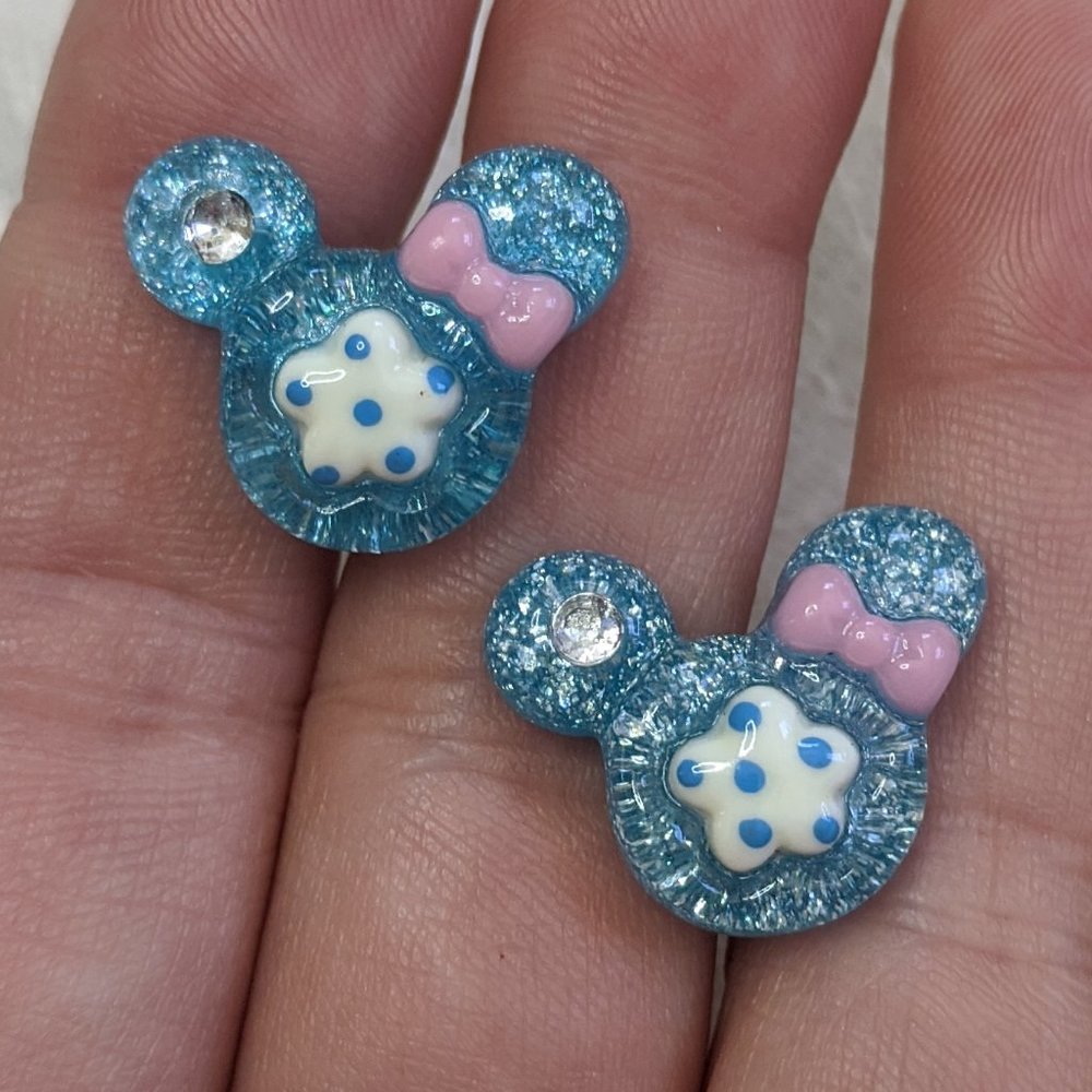 Disney Minnie Mouse blue sparkly glitter earrings